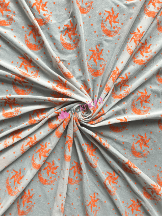 Subtle Sheer Shimmer Stretch Fabric- Celestial Sun & Moon Silver SQ639 SLVRST