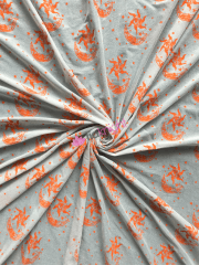 Subtle Sheer Shimmer Stretch Fabric- Celestial Sun & Moon Silver SQ639 SLVRST