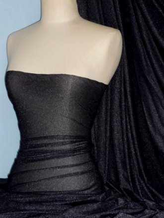 Subtle Silver Shimmer 4 Way Stretch Fabric - Jet Black SQ54 JBK