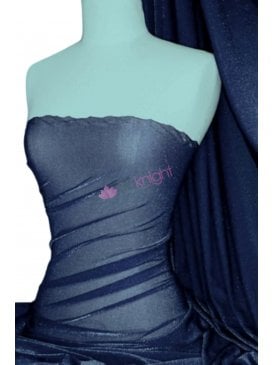 Subtle Silver Shimmer 4 Way Stretch Fabric - Navy SQ54 NY