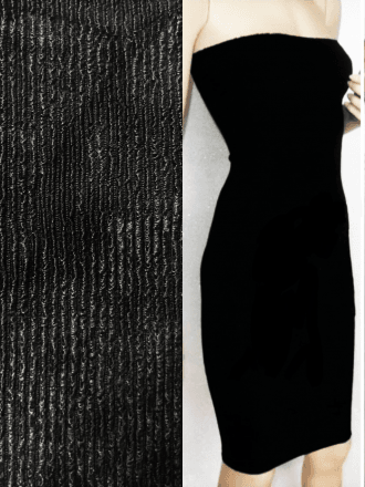 Super 4 Way Stretch Lycra Rib Tubular Dressmaking Fabric- Black SQ740 BK