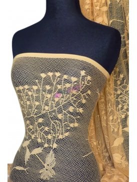 Super Soft 4 Way Stretch Floral Design Lace- Honeycomb Q329 CML