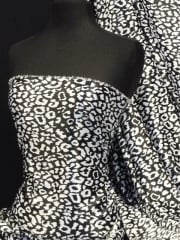 Super Soft Satin Fabric- Animal Black/White Q833 BKWHT