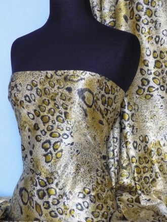 Super Soft Satin Fabric- Lime/Gold Leopard Q247 LMGLD
