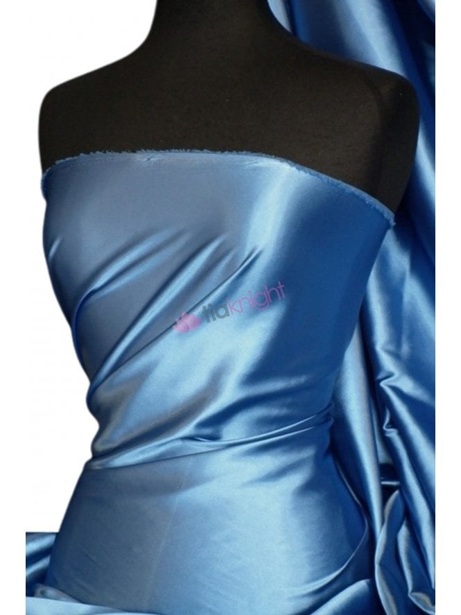 Super Soft Satin Fabric- Mid Blue Q710 MDBL