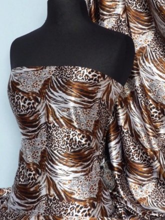 Super Soft Satin Non-Stretch Fabric- Copper Animal Q549 COP