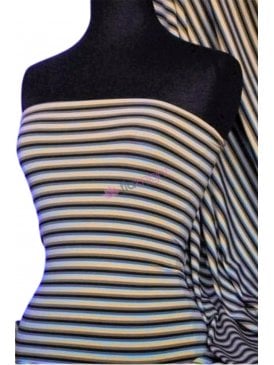 Supplex Sports 4 Way Stretch Lycra- Celeste Multi Horizontal Stripe Q1186
