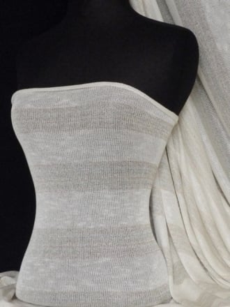 Sweater Knitwear Shimmer Stripe Stretch Soft Fabric- Cream Q1143 CRM