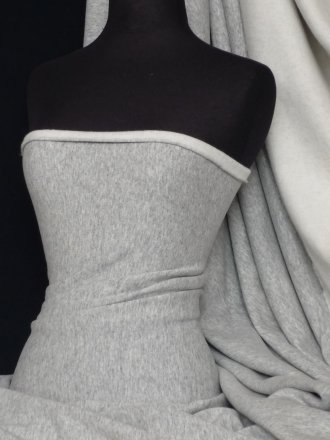 Sweatshirt Fleece Backed Cotton Super Soft Fabric- Light Marl Grey Q237 LTMGR