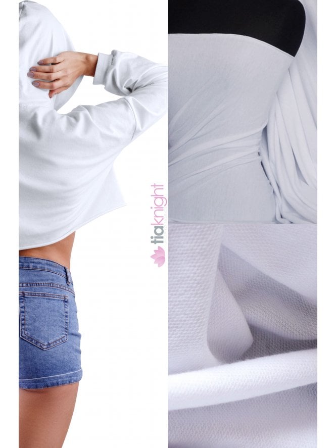 Sweatshirt Loop Back Jersey Material- White Q883 WHT