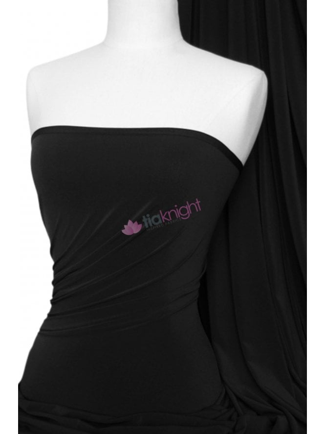 Tactel Poly Jersey Stretch Dressmaking Lining Fabric- Black SQ876 BK