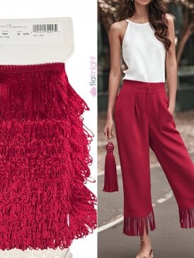 Tassel Fringe 7.5cm Non-Stretch Decor Trimming- Deep Red TS56 DPRD