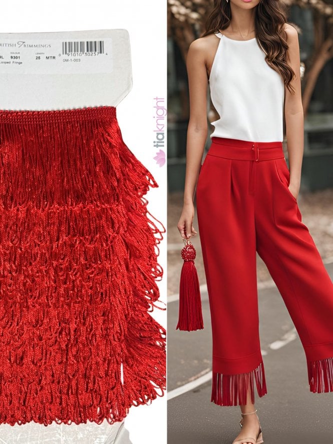 Tassel Fringe 8cm Non-Stretch Decor Trimming- Red TS53 RD