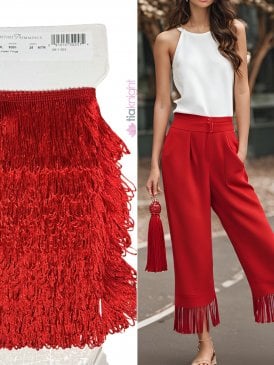 Tassel Fringe 8cm Non-Stretch Decor Trimming- Red TS53 RD