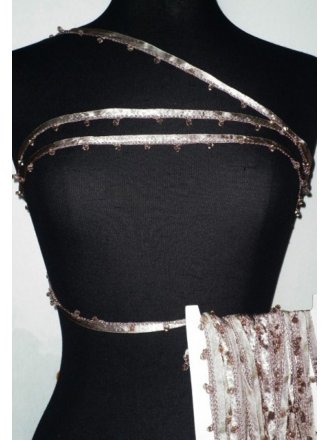 Taupe Brown Diamond Beaded Trim