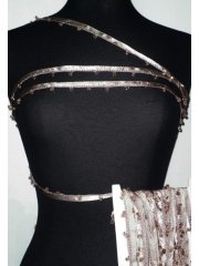 Taupe Brown Diamond Beaded Trim