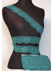 Teal Blue Sequins Lace Trimming