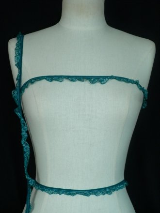 Teal Green Frilly Lace Trim