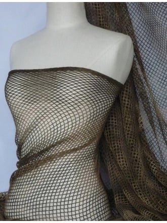 Tie-Dye Fishnet 4 Way Stretch Material- Dark Khaki Q712 DKKH