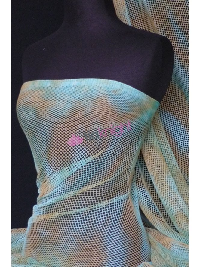 Tie-Dye Fishnet 4 Way Stretch Material- Earth Q713 TQS