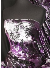 Velvet/Velour 4 Way Stretch Spandex Lycra- Midnight Purple Flocking Q1280 MDPPL