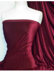 Velvet / Velour Burnout Stripe 4 Way Stretch Spandex Lycra- Claret Q1175 CLT