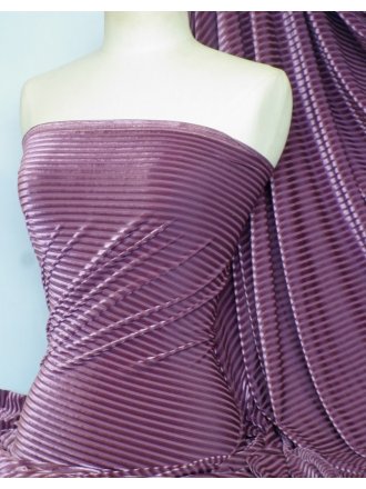 Velvet / Velour Burnout Stripe 4 Way Stretch Spandex Lycra- Grape Q1175 GRP
