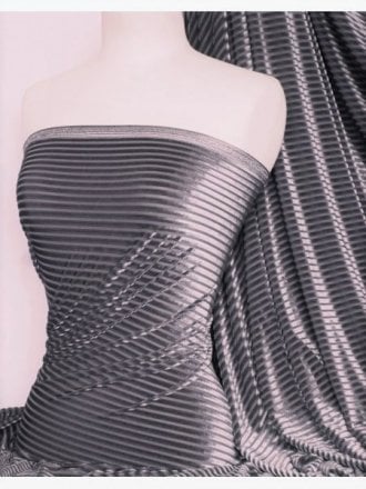 Velvet / Velour Burnout Stripe 4 Way Stretch Spandex Lycra- Grey Q1175 GR