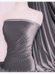 Velvet / Velour Burnout Stripe 4 Way Stretch Spandex Lycra- Grey Q1175 GR