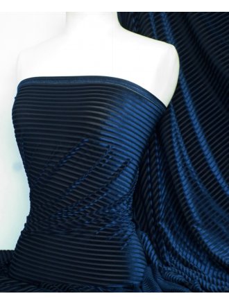 Velvet / Velour Burnout Stripe 4 Way Stretch Spandex Lycra- Navy Q1175 NY