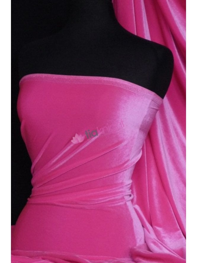 Velvet /Velour Stretch Spandex Fabric- Barbie Pink Q559 BBPN