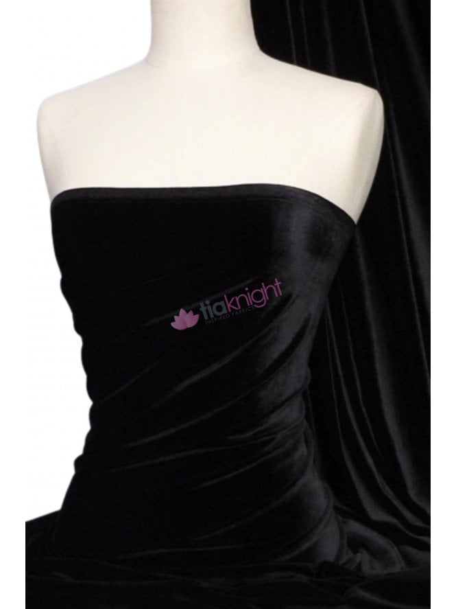 Velvet /Velour Stretch Spandex Fabric- Black Q559 BK