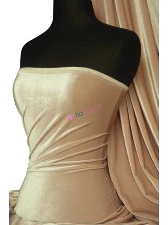 Velvet /Velour Stretch Spandex Fabric- Champagne Q559 CHAMP