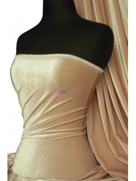 Velvet /Velour Stretch Spandex Fabric- Champagne Q559 CHAMP
