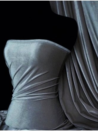 Velvet /Velour Stretch Spandex Fabric- Charcoal Grey Q559 CHGR