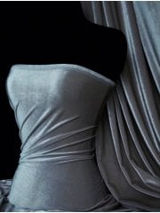 Velvet /Velour Stretch Spandex Fabric- Charcoal Grey Q559 CHGR