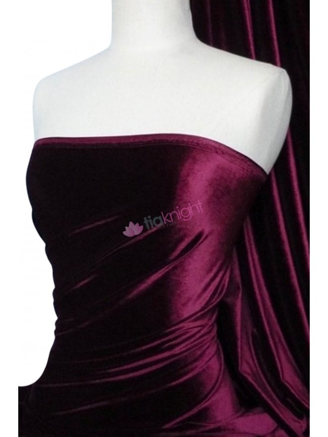 Velvet/Velour Stretch Spandex Fabric- Claret Q559 CLT