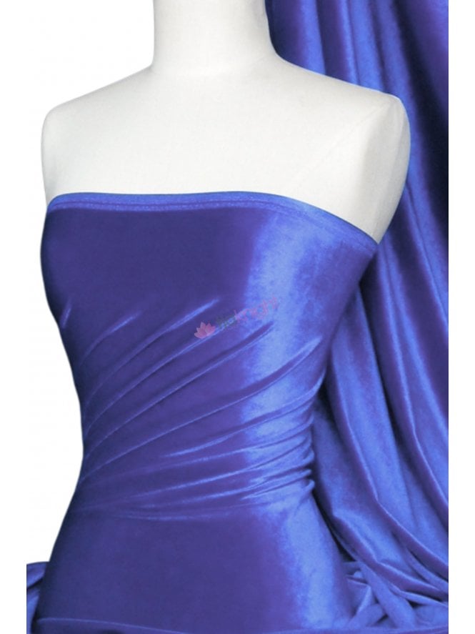 Velvet /Velour Stretch Spandex Fabric- Cornflower Blue Q559 CBL