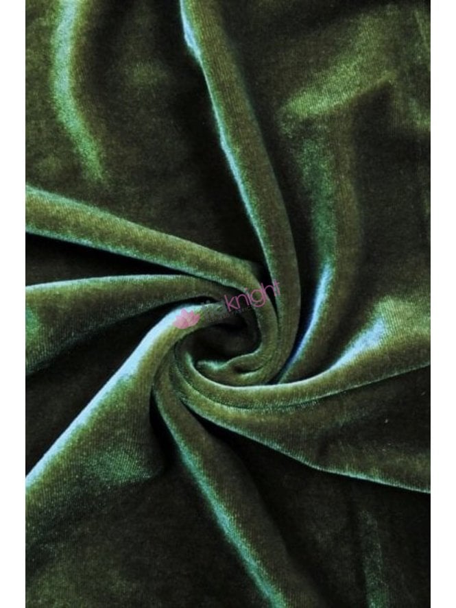 Velvet/Velour Stretch Spandex Fabric- Dark Khaki Q559 DKH