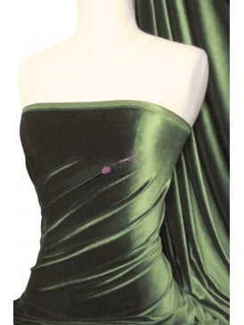 Velvet /Velour Stretch Spandex Fabric- Dark Olive Q559 DKOLV