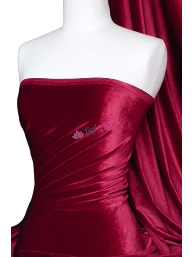 Velvet /Velour Stretch Spandex Fabric- Deep Red Q559 DPRD