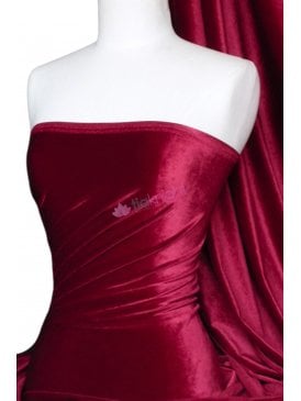 Velvet /Velour Stretch Spandex Fabric- Deep Red Q559 DPRD