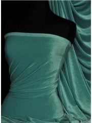 Velvet/Velour Stretch Spandex Fabric- Duck Egg Blue Q559 DUBL