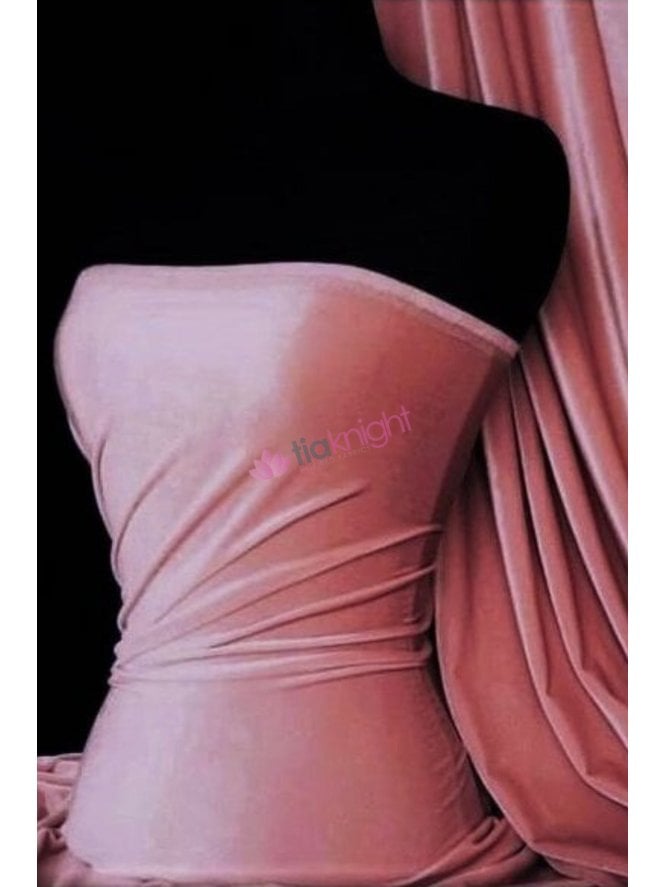 Velvet/Velour Stretch Spandex Fabric- Dusky Pink Q559 DPN