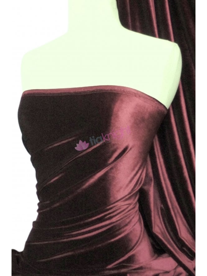Velvet /Velour Stretch Spandex Fabric- Espresso Brown Q559 ESBR