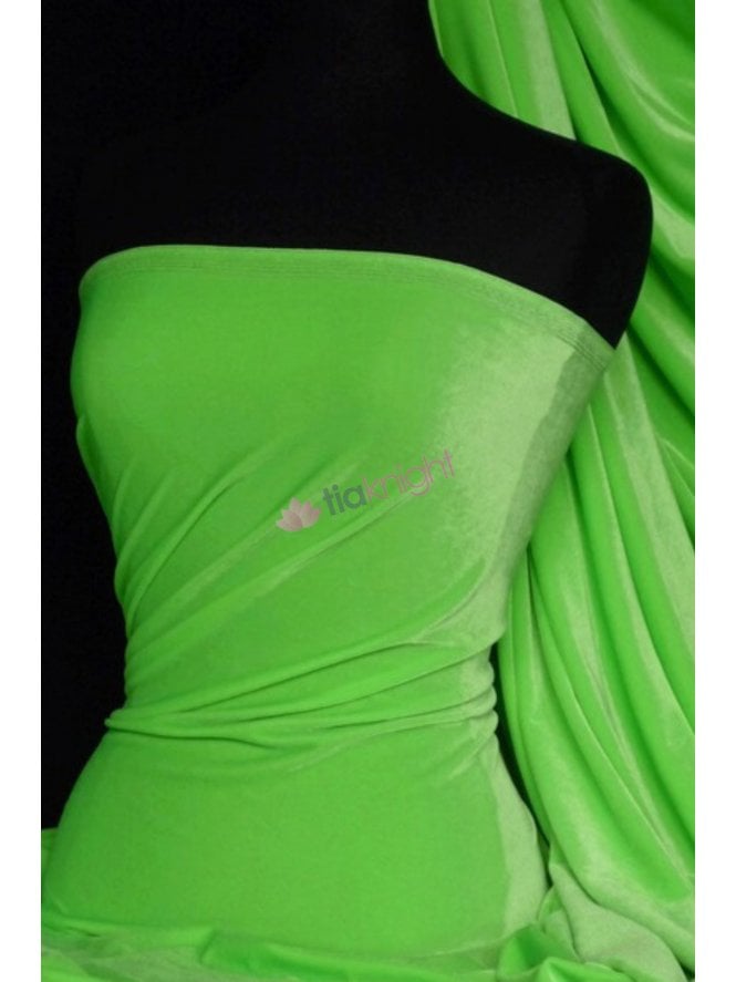 Velvet /Velour Stretch Spandex Fabric- Flo Green Q559 FLGRN