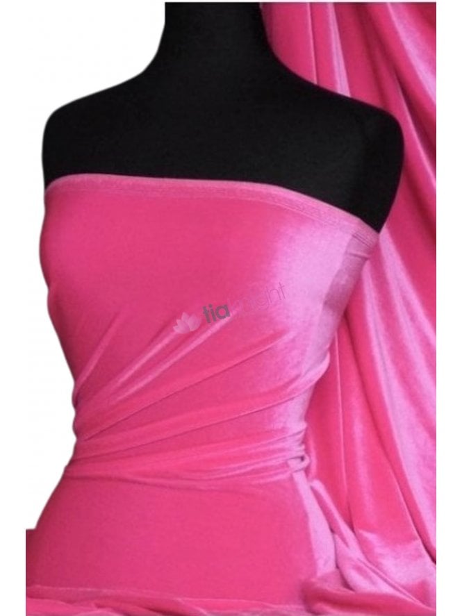 Velvet/Velour Stretch Spandex Fabric- Flo Pink Q559 FLPN
