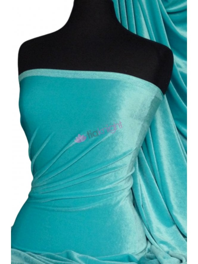 Velvet/Velour Stretch Spandex Fabric- Flo Turquoise Q559 FLTQ