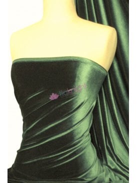 Velvet /Velour Stretch Spandex Fabric- Forest Green Q559 FSTGR