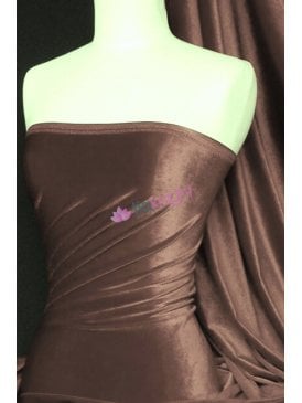 Velvet /Velour Stretch Spandex Fabric- Mocha Q559 MCH